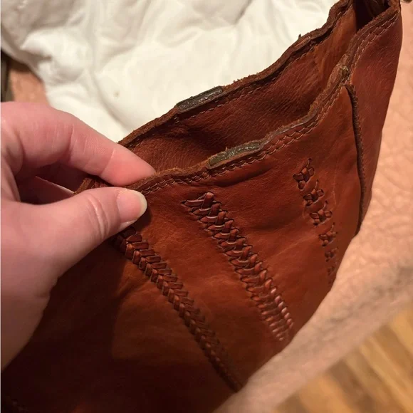 Campomaggi Corallo cognac leather crossbody or hobo bag